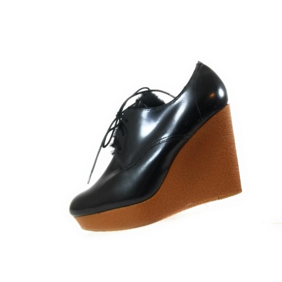 3.1 Phillip Lim Women Black Leather High Wedges La - Picture 4 of 11